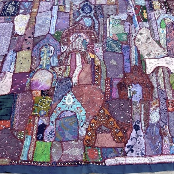 Beaded Sari Patchwork Tapestry - Picture 5 of 17